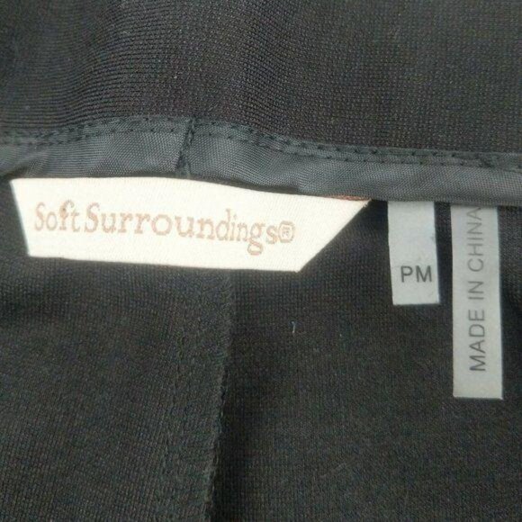 Soft Surroundings Faux Leather Paneled Pants Womens M Petite Black Edgy Grunge‎ - Picture 4 of 5